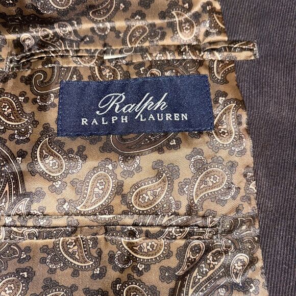 Ralph Lauren Brown Blazer Micro Corduroy Paisley Lined Sport Coat - Picture 6 of 8